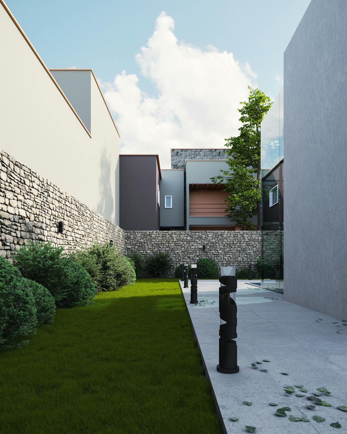 backyard of modernist home